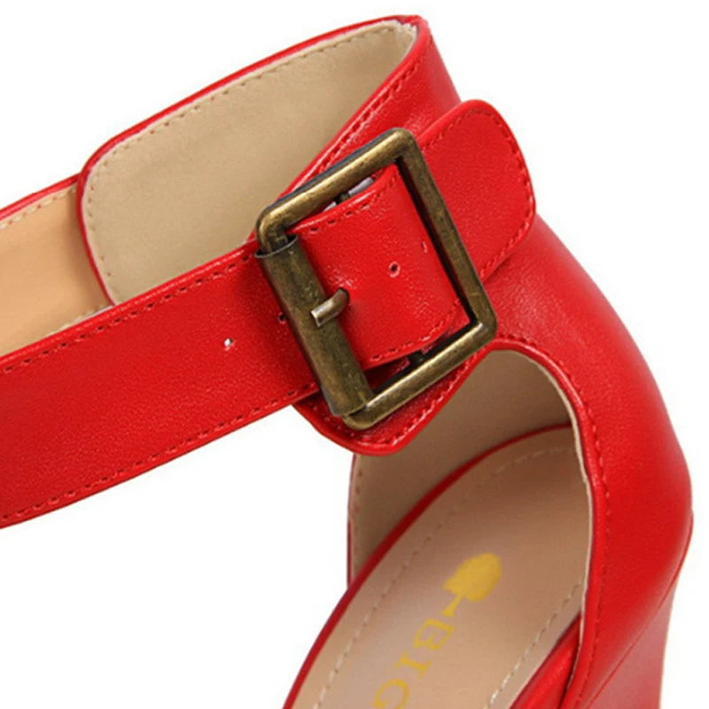 Retro Buckle Strap Women Heels