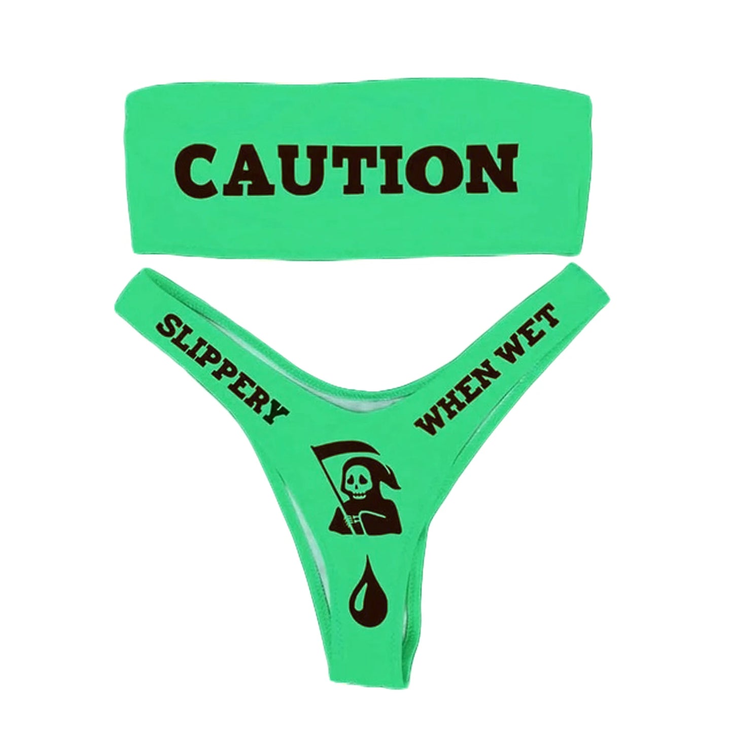 Caution Slippery when wet 2 Piece swim set