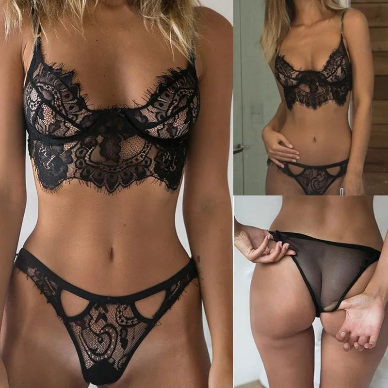 Hollow Out Lingerie Black Bodysuit