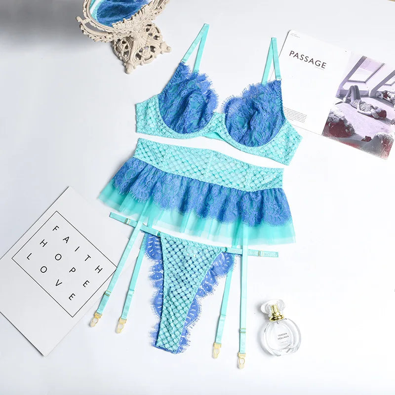 BUTTERFLY DREAM 3-Piece Lace Lingerie Set