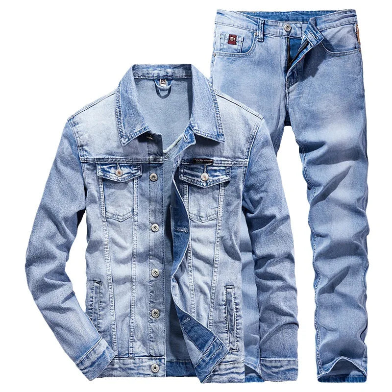 Denim  Micro-stretch Two-piece  Suit