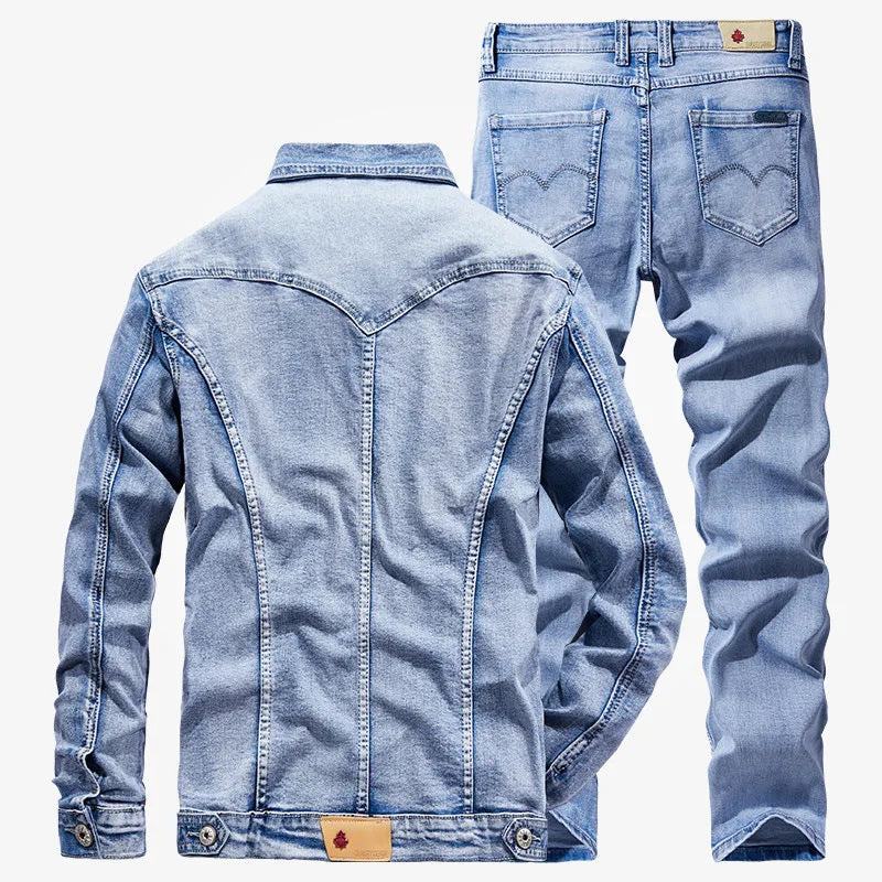 Denim  Micro-stretch Two-piece  Suit