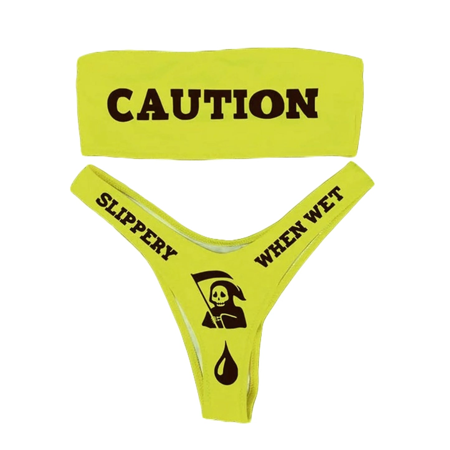 Caution Slippery when wet 2 Piece swim set