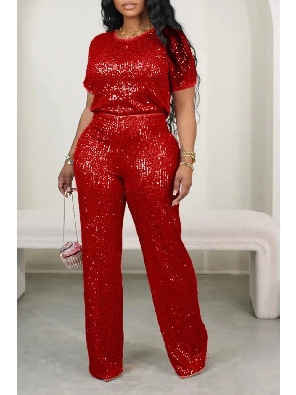 Autumn Casual Sequin Two Piece Set