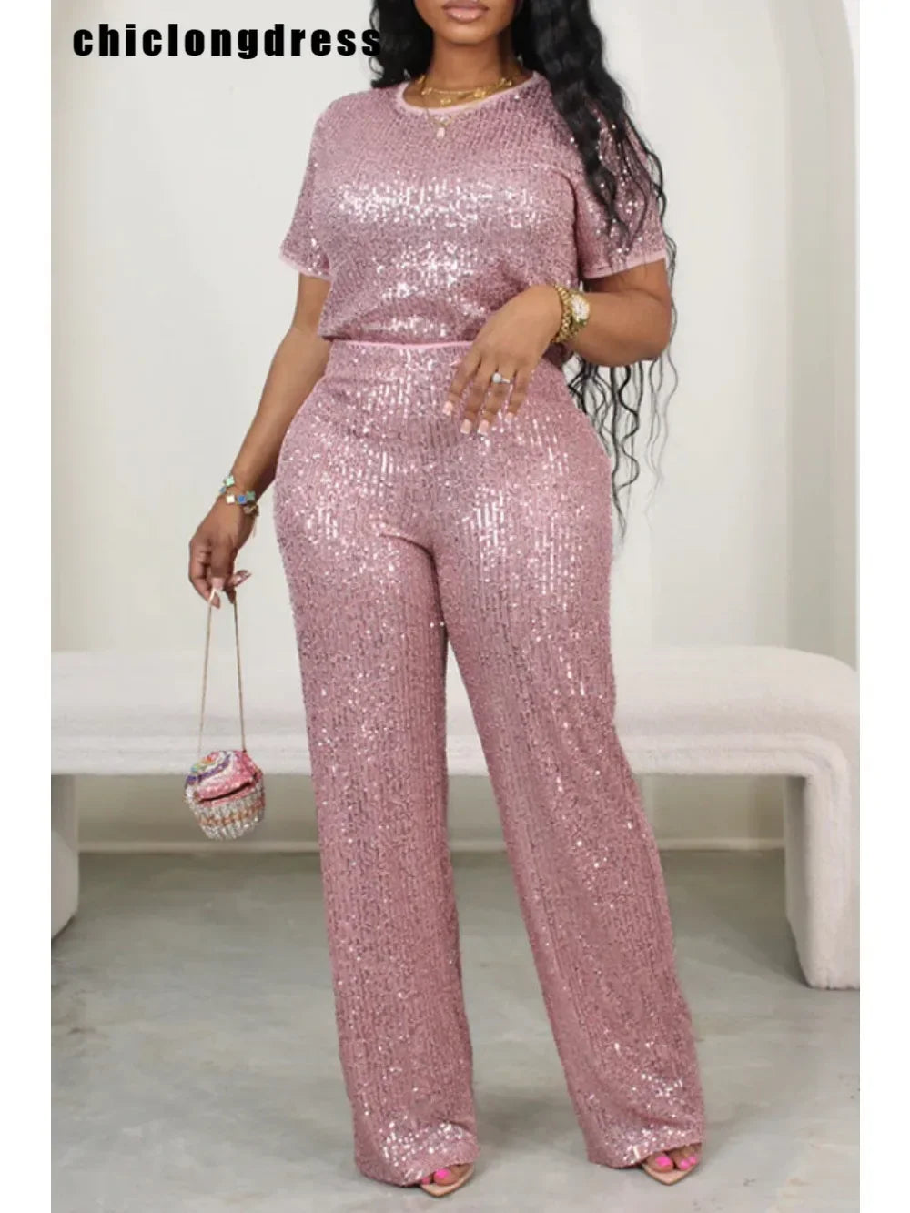 Autumn Casual Sequin Two Piece Set