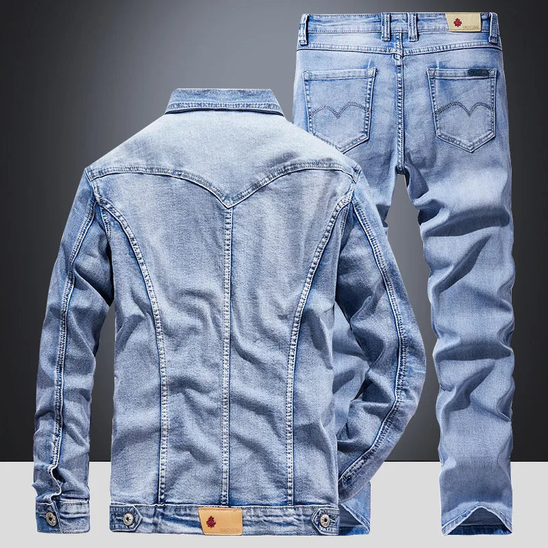 Denim  Micro-stretch Two-piece  Suit