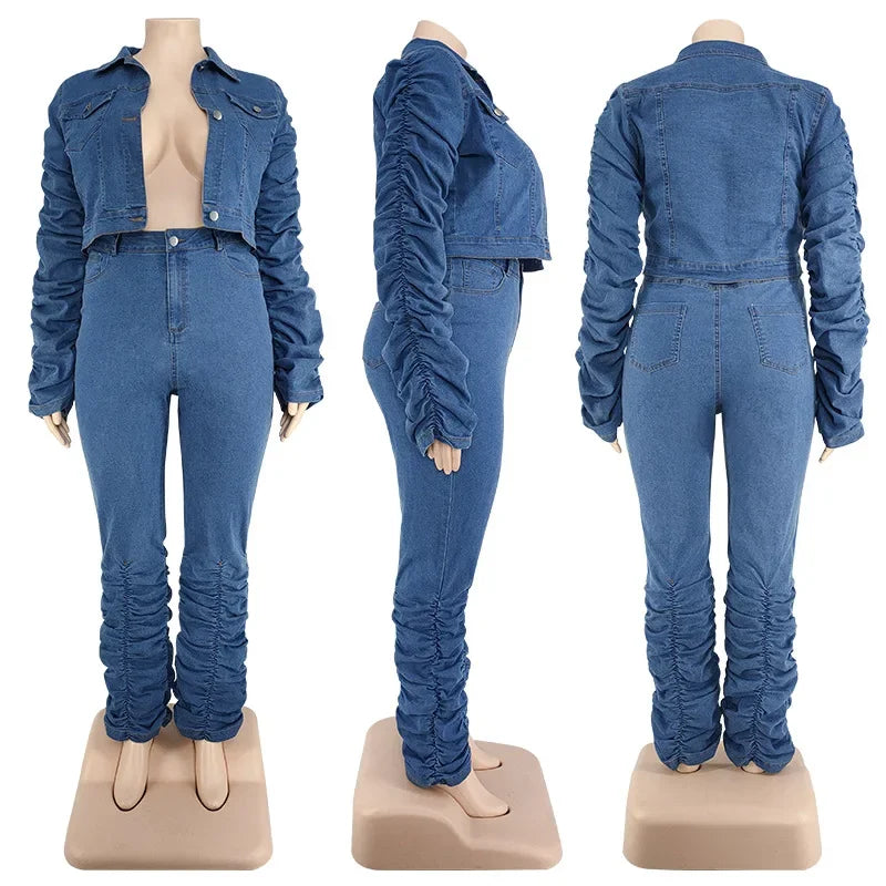 Denim Plus Size Sets Women 2 Piece Set